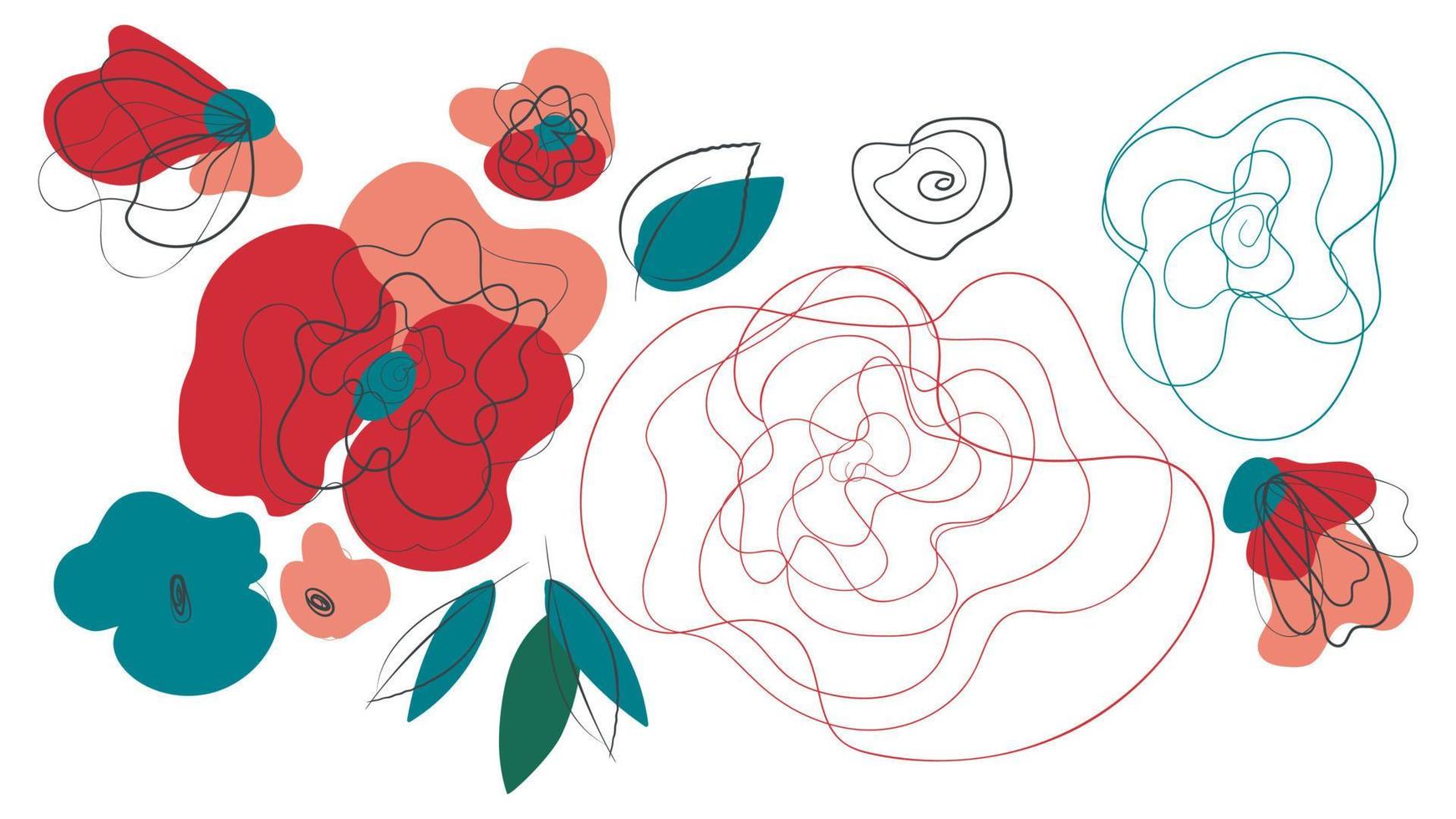Floral line-art abstract header vector