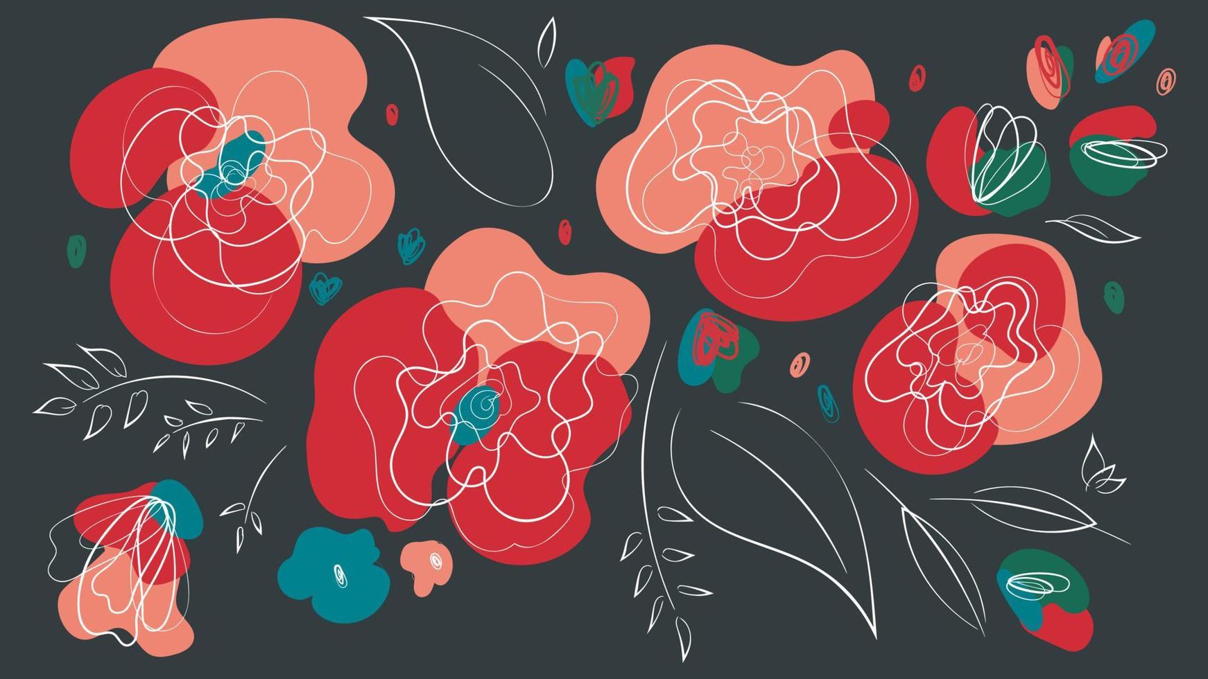 Floral abstract header witn dark background vector