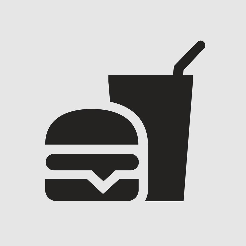 ilustración de icono de comida rápida, pan de hamburguesa y bebida. vector