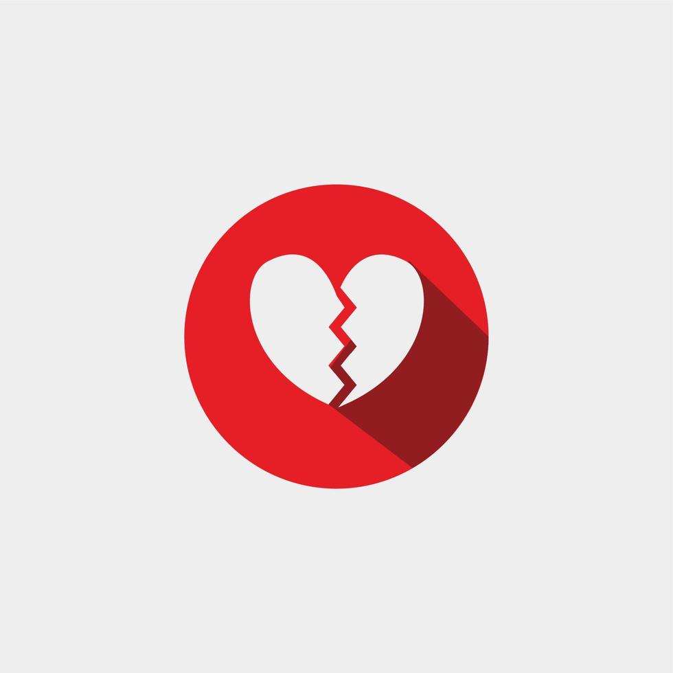 broken heart icon in red circle sign logo concept vector