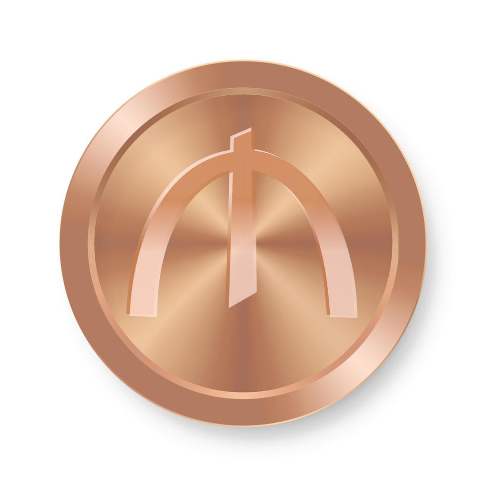Bronze coin of Manat Concept of internet web currency vector