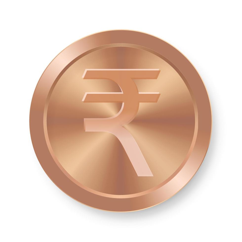 moneda de bronce de la rupia india concepto de moneda de internet vector