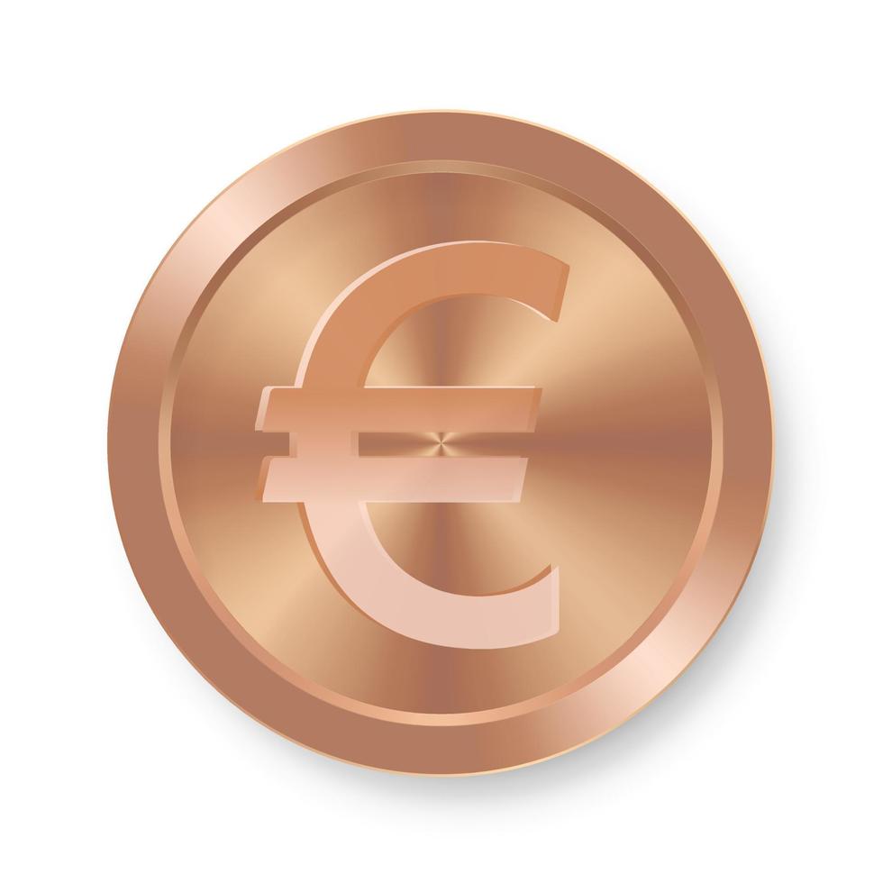 Bronze coin of euro Concept of web internet currency vector