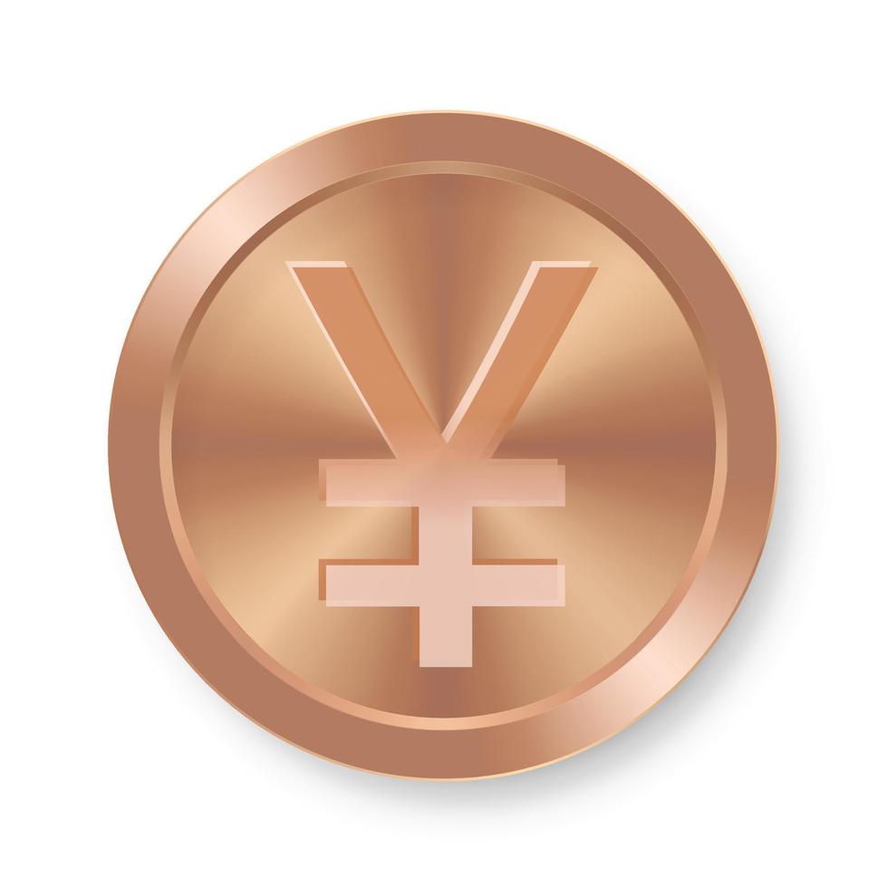 Bronze coin of Chinese yuan yen Concept of internet currency vector