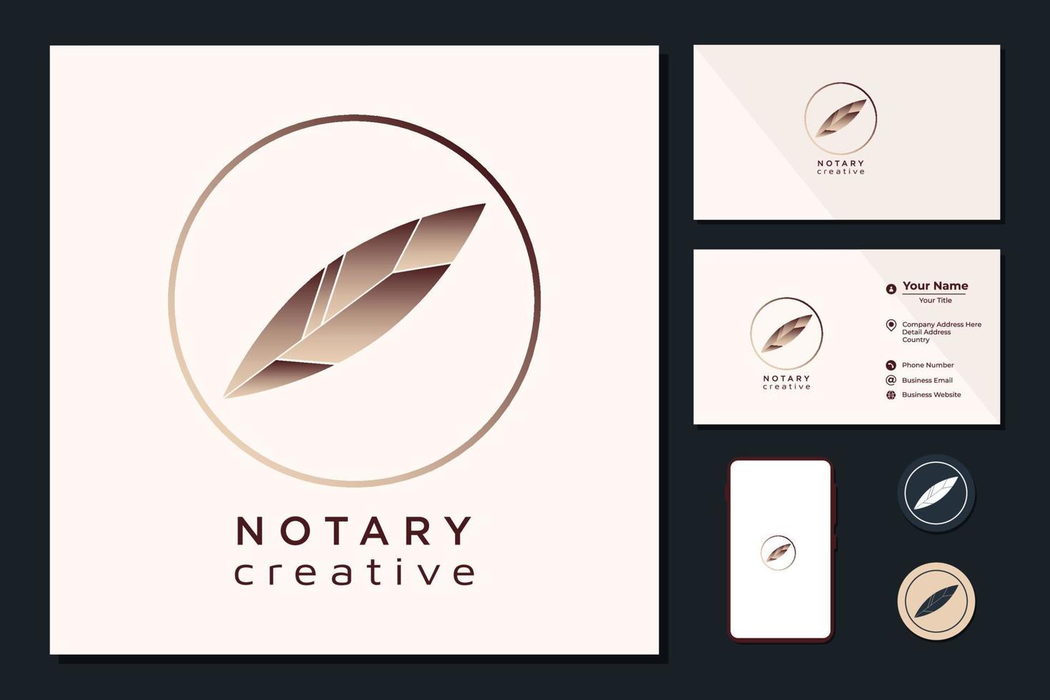 Feather Quill Pen Notary Writer Journalist logo design vector