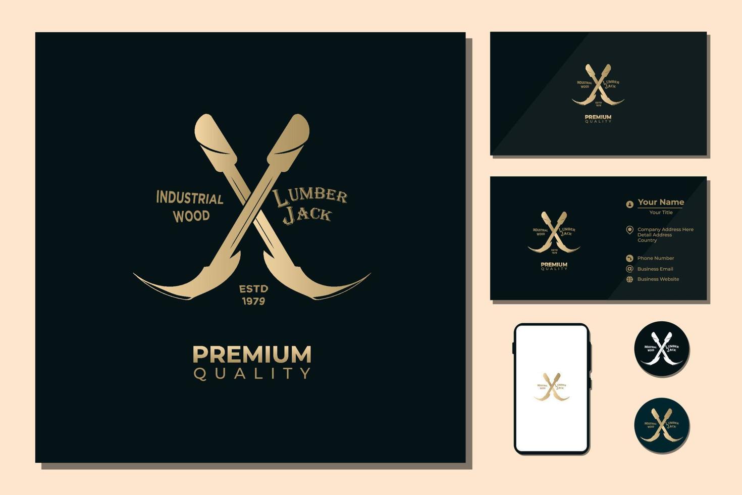 Woodworking logo design for wood shop vector