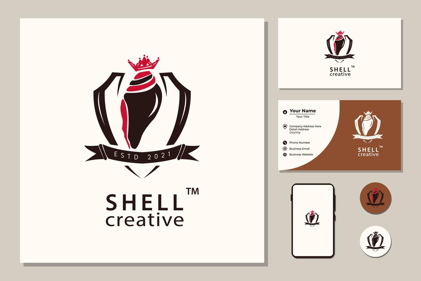 Logo template for a menu of a fish restaurant, market, seafood store. Mussel shell vector illustration