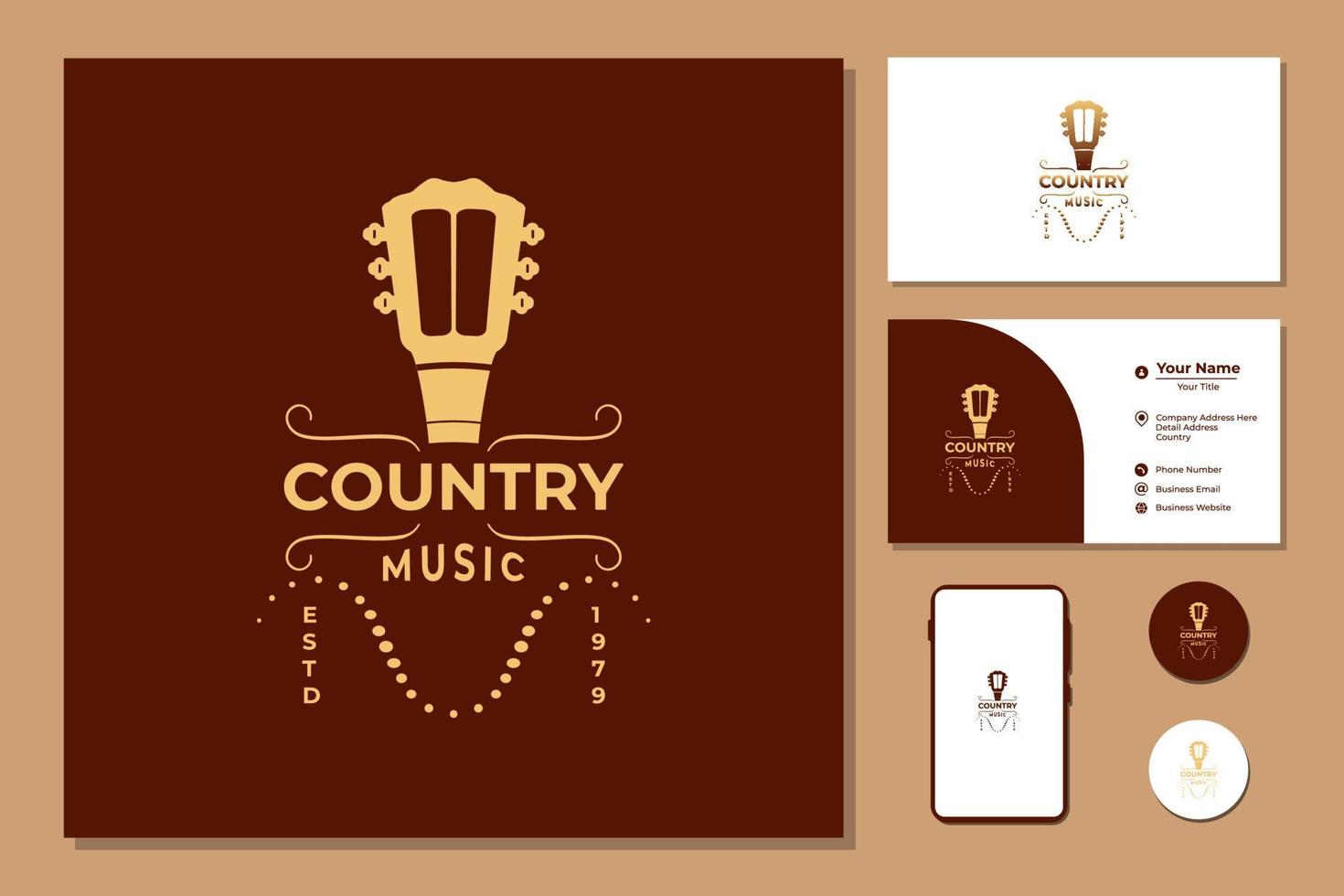 Acoustic Guitar Minimalist Logo Design Vector Graphic