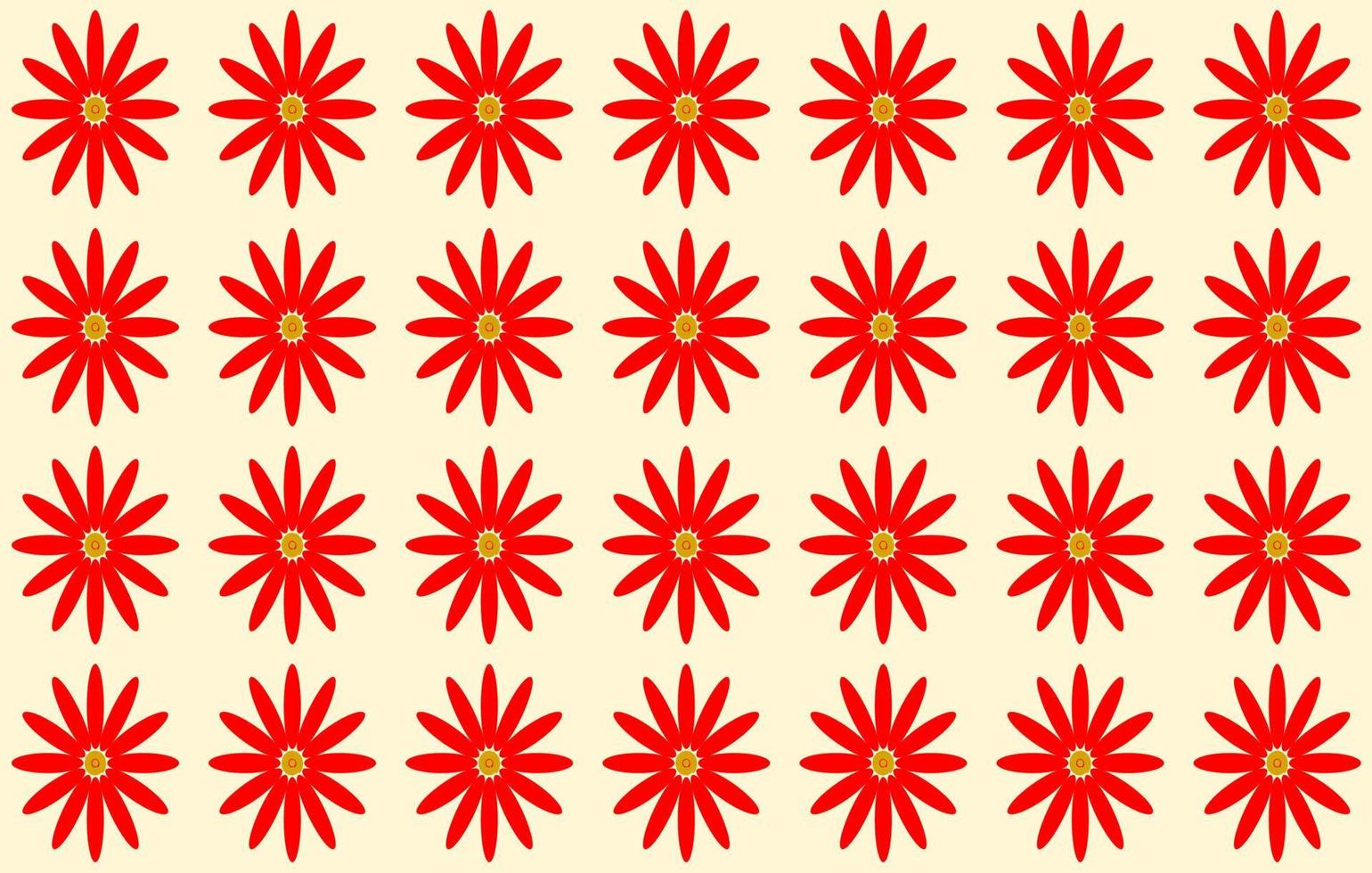 flores rojas sobre fondo amarillo claro. diseño vectorial patrón sin costuras para papel, tela, tela, tela, mantel, servilleta, cubierta, cama, cortina, impresión, regalo, presente o envoltorio. vector