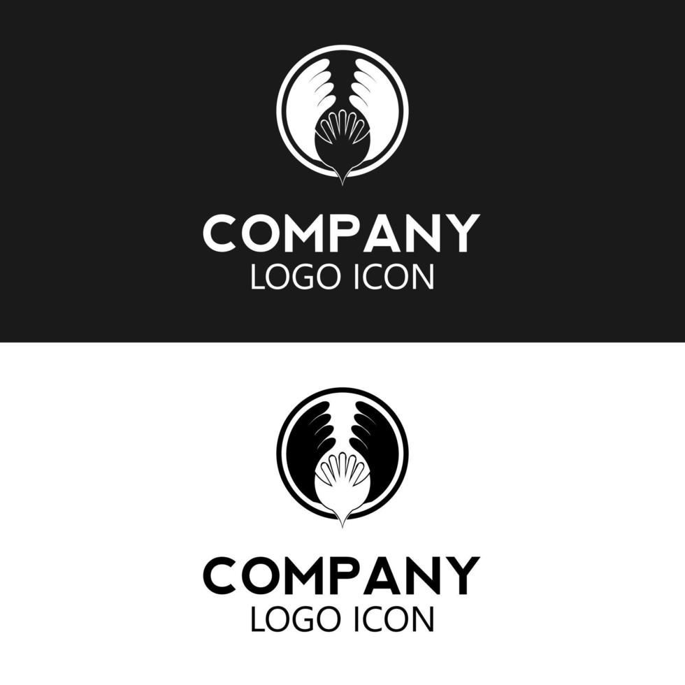 Swooping bird wing drawing and silhouette style in circle shape for vintage flight logo design vector