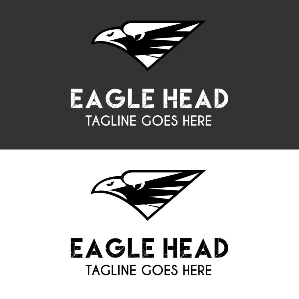 dibujo simple de cabeza de águila con ojo penetrante en estilo de silueta para el diseño del logotipo de la empresa financiera vector
