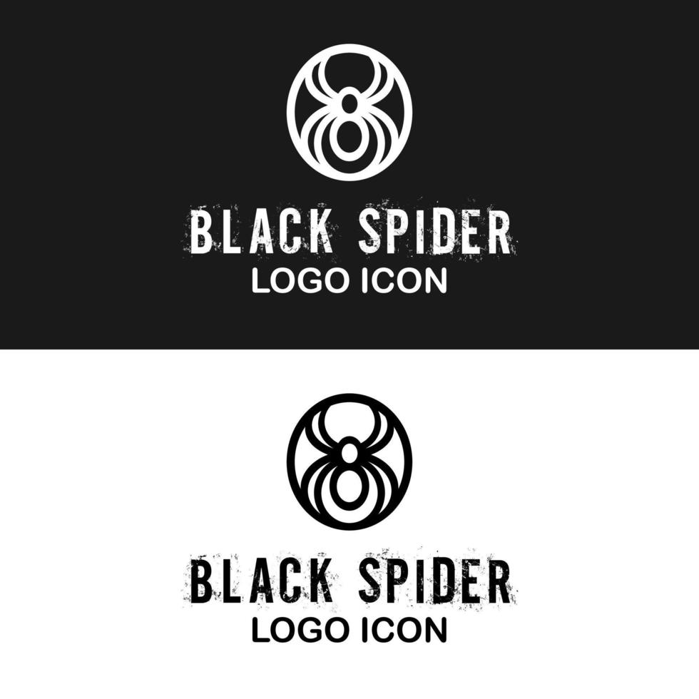 simple spider drawing in circle shape silhouette for retro vintage business identity logo design vector
