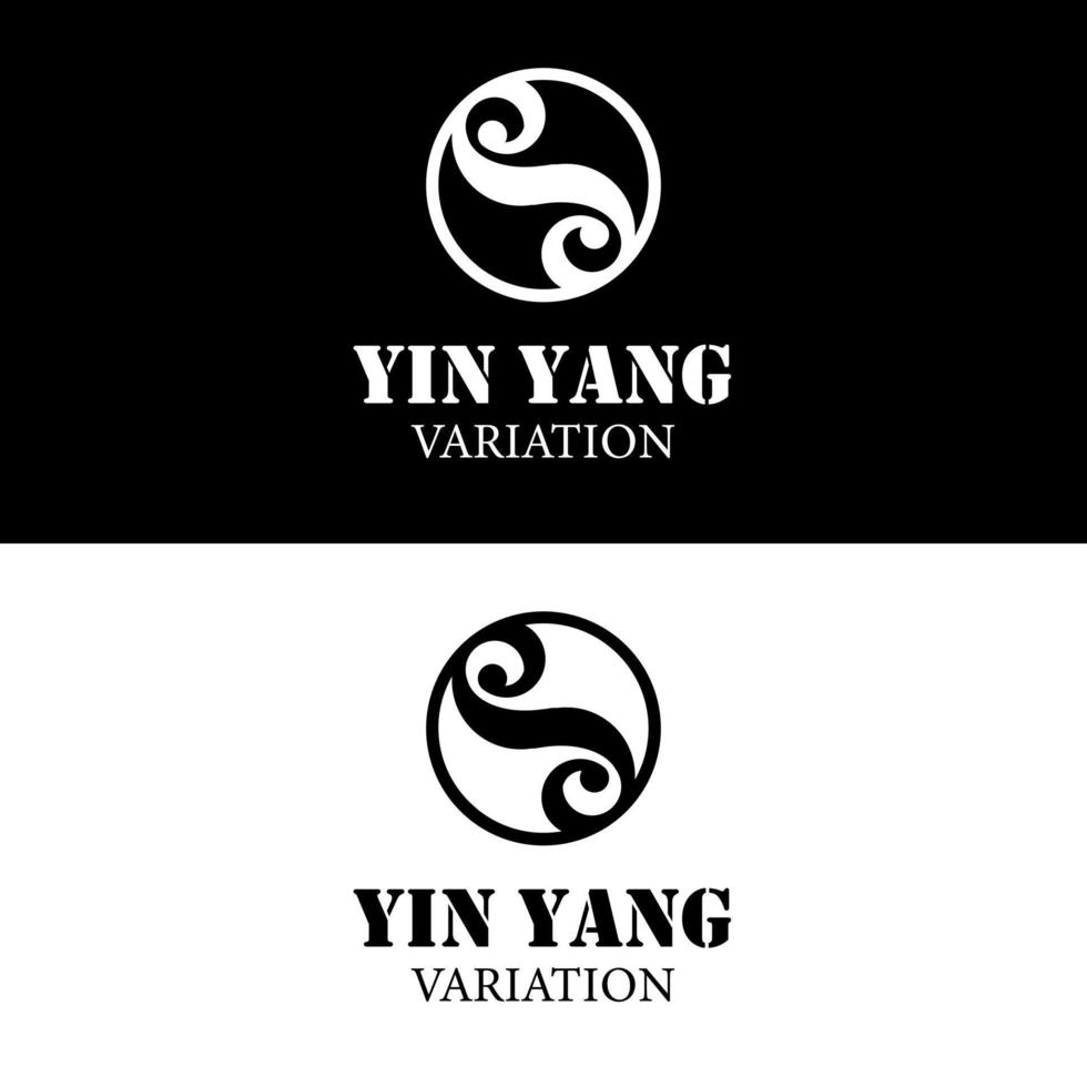 Simple flat yin yang variation silhouette for symbol of harmony and spiritual balance logo icon vector