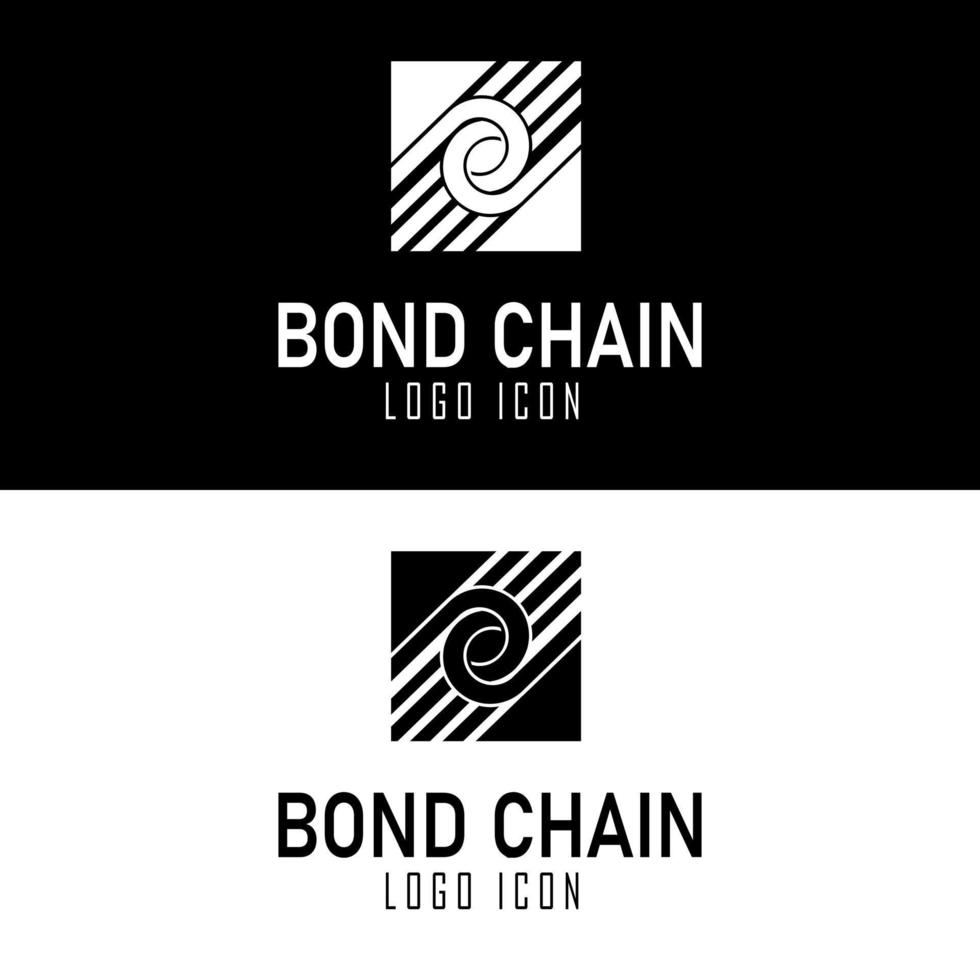 Bond chain silhouette for vintage digital network connection and blockchain technology logo design vector