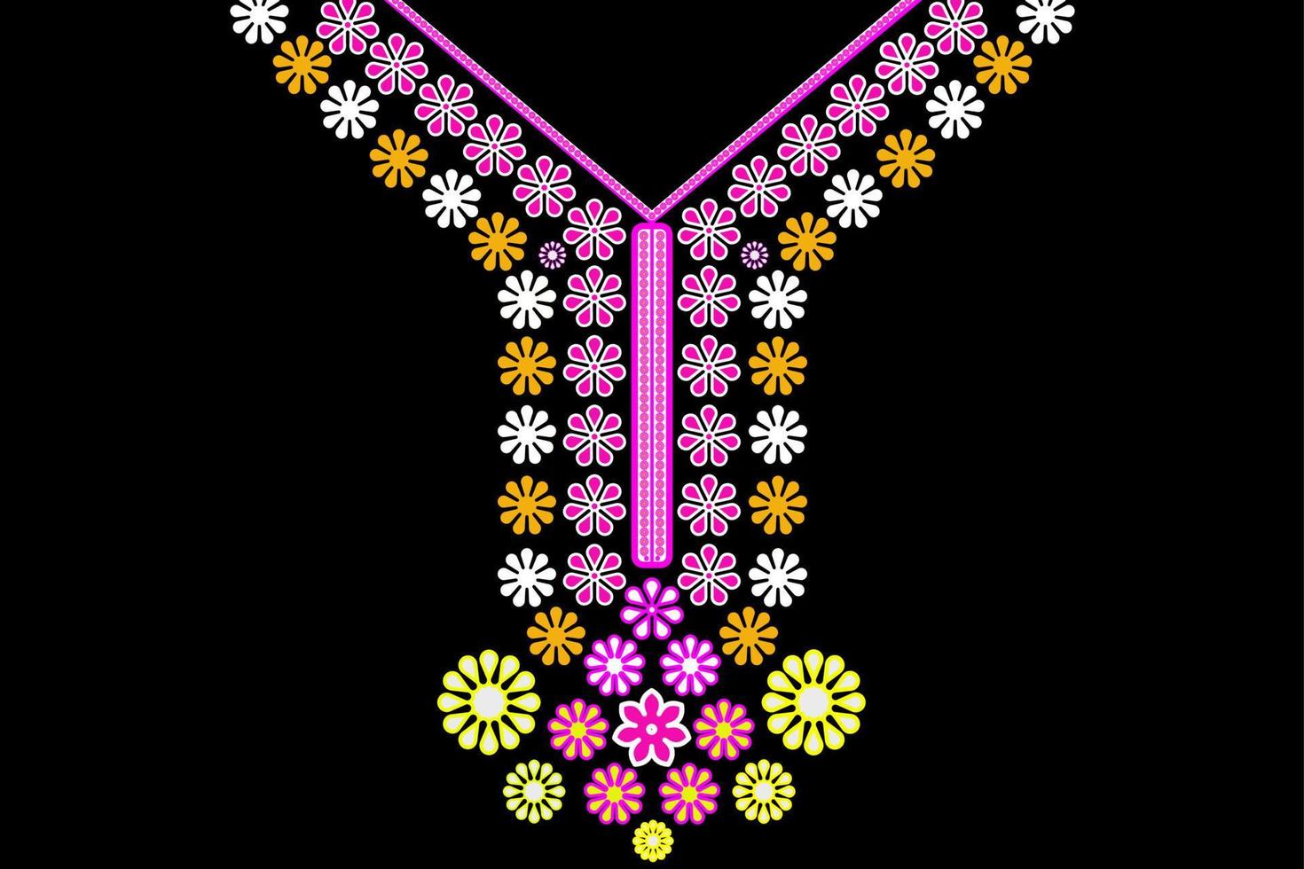 patrón étnico geométrico tradicional, diseño de moda de collar bordado de flora para blusa de mujer vector