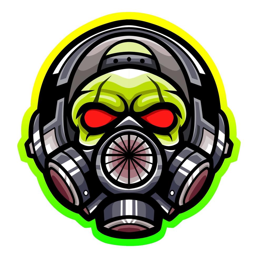 Toxic skull esport logo mascot design vector