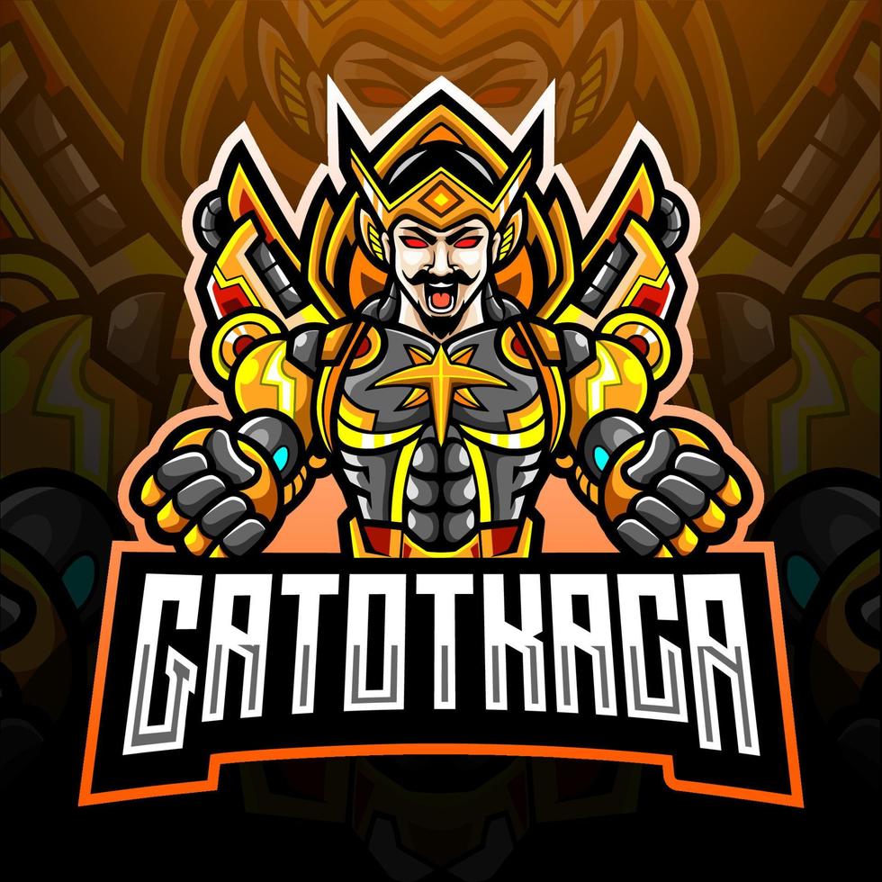 diseño de la mascota del logotipo de gatot kaca esport vector