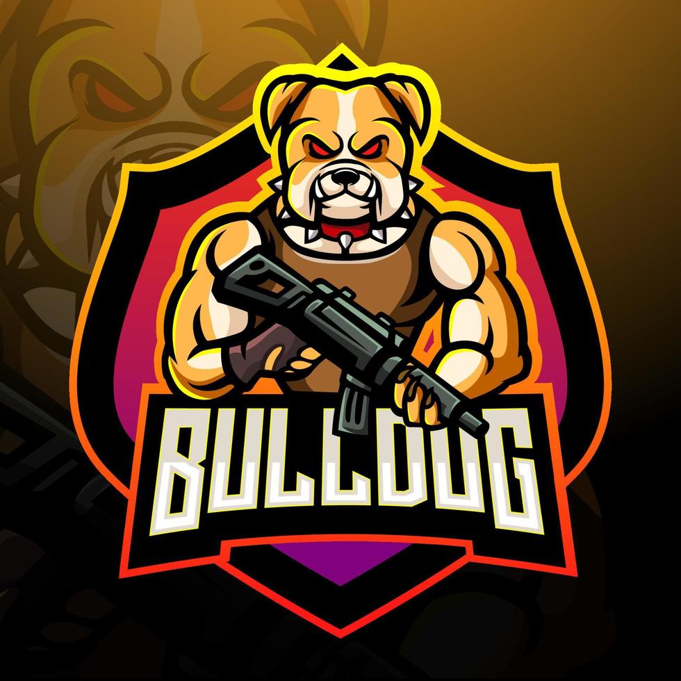 Bull dog esport logo mascot design vector