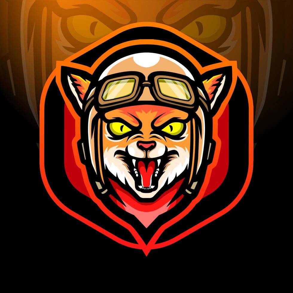 The cat esport logo mascot design vector