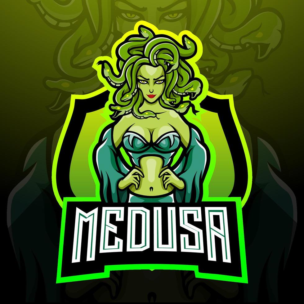 diseño de la mascota del logotipo de medusa esport vector