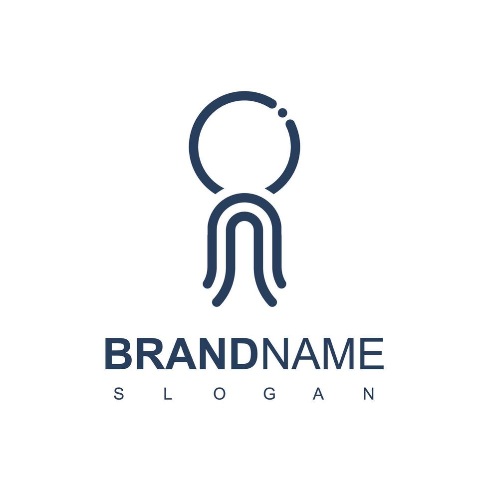 Blue Line Octopus Logo Design Template vector