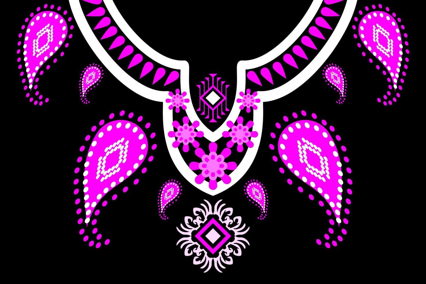 Geometric Ethnic oriental pattern traditional .Floral necklace embroidery design for fashion women.background,wallpaper,clothing and wrapping. vector