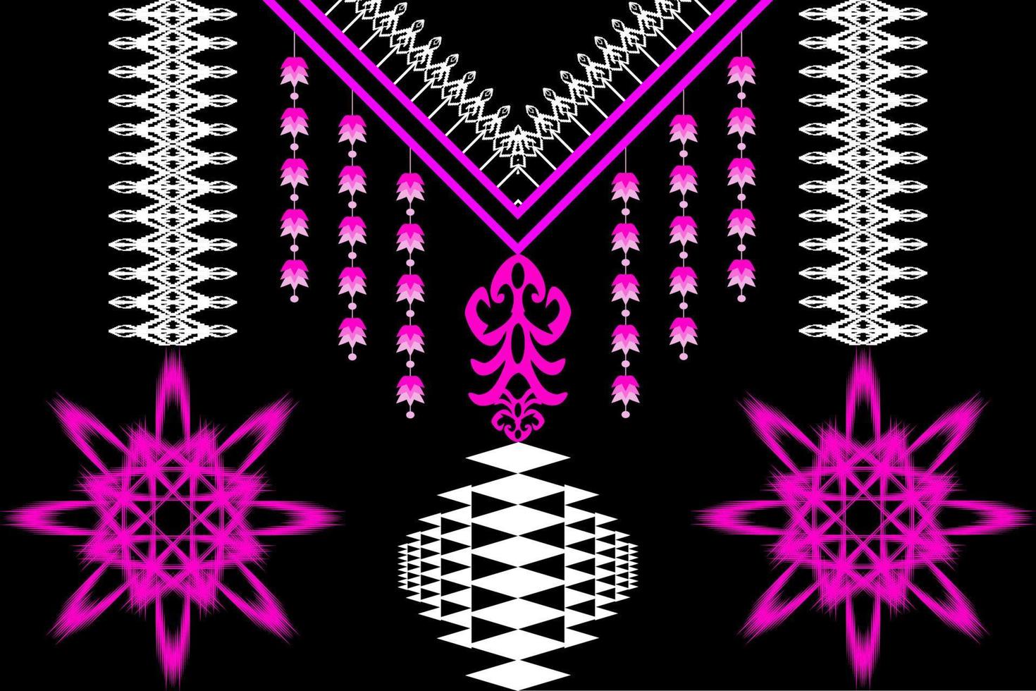 Geometric Ethnic oriental pattern traditional .Floral necklace embroidery design for fashion women.background,wallpaper,clothing and wrapping. vector