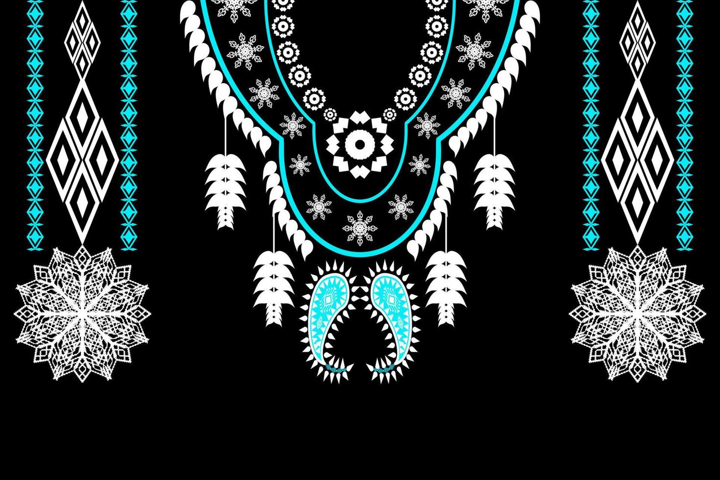 Geometric Ethnic oriental pattern traditional .Floral necklace embroidery design for fashion women.background,wallpaper,clothing and wrapping. vector