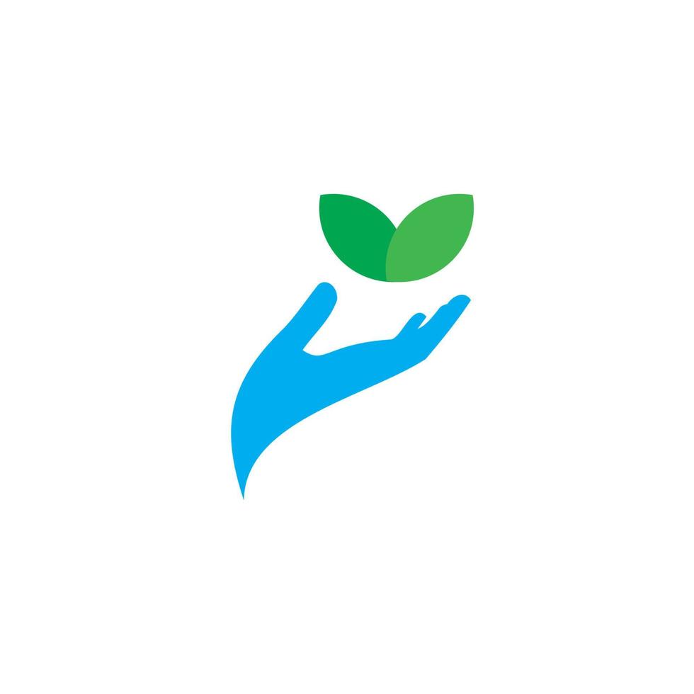 Ecology Logo, Leaf In Hand Icon Design vector