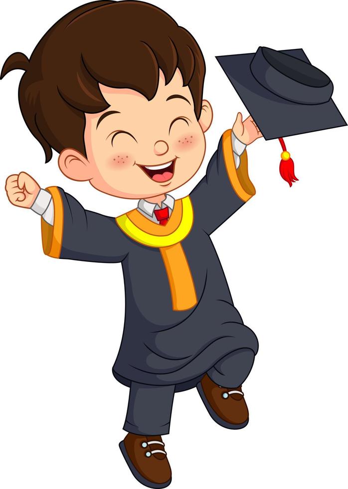 Cartoon boy graduation celebration on white background vector