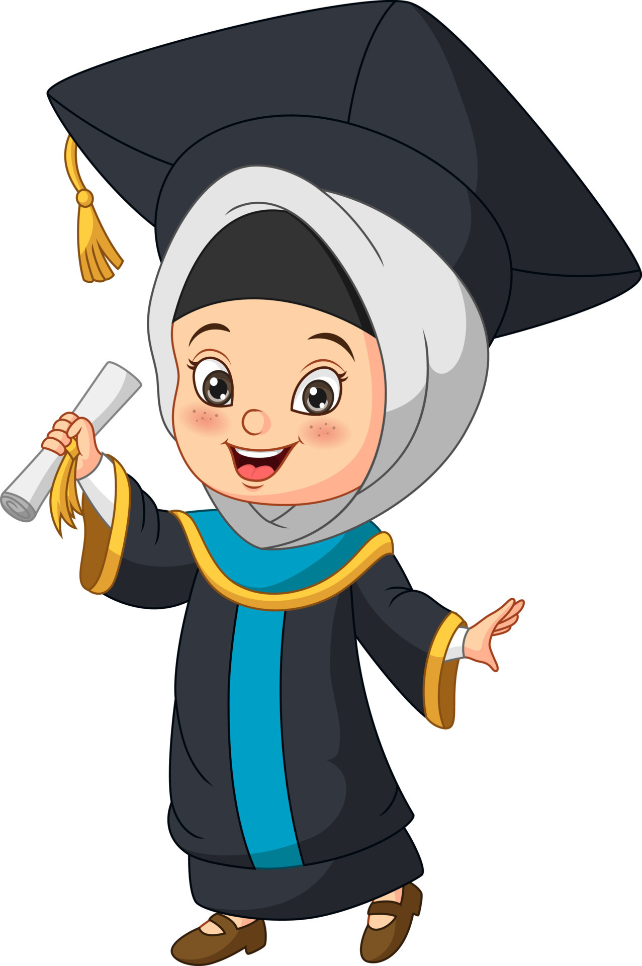 Cartoon little girl in graduation costume holding a diploma 7530957 Vector Art at Vecteezy Cartoon little girl in graduation costume holding a diploma 7530957 Vector Art at Vecteezy