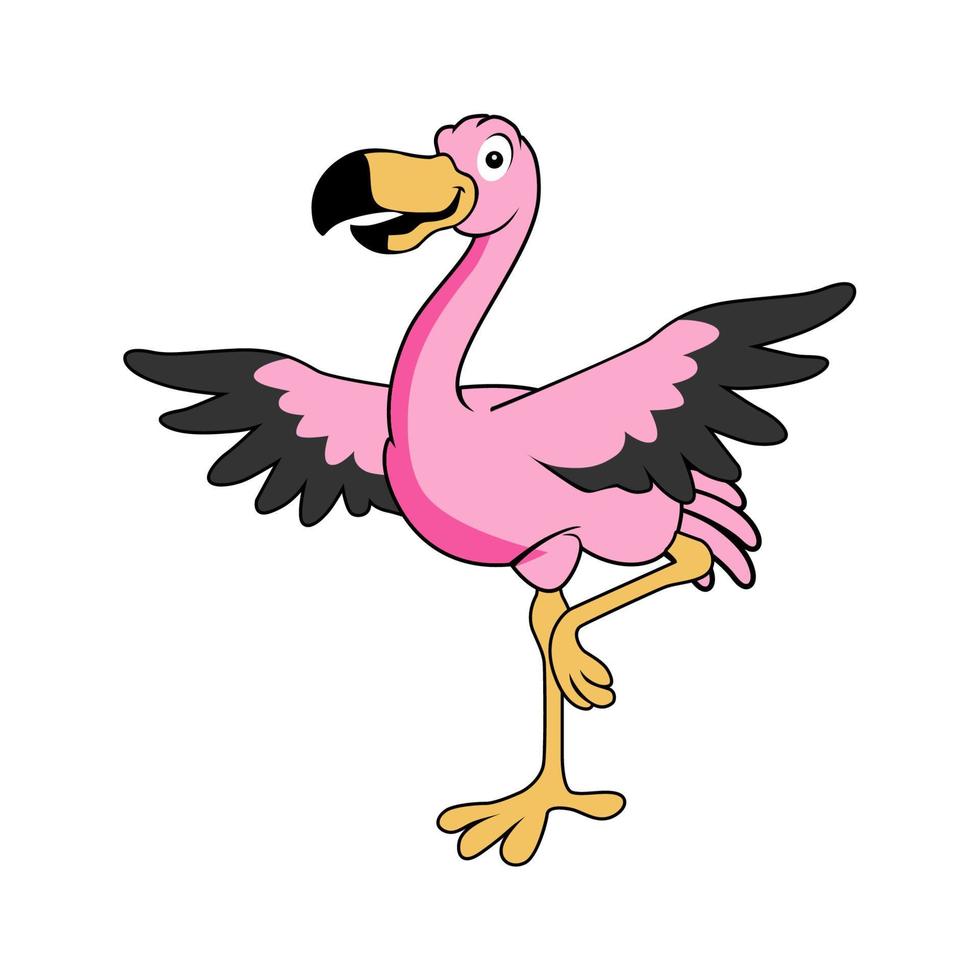 Cartoon flamingo. Vector clip art illustration with simple gradients.