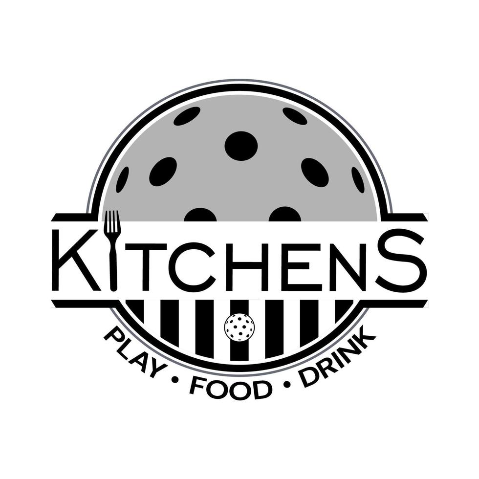 plantilla de logotipo de diseño de chef de cocina.restaurante y jugando pickleball vector