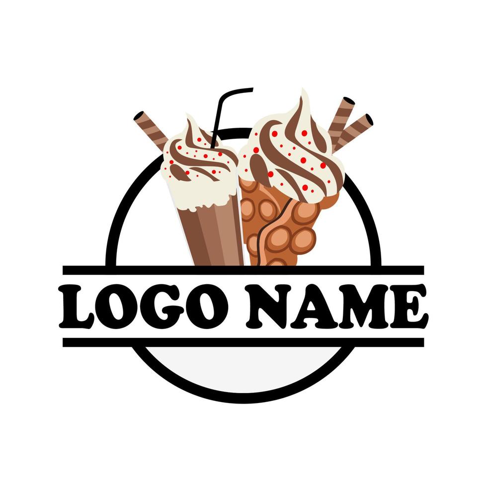 Hong kong bubble waffle logo template. Bubble Waffle Parfaits and Shimmery Shake Logo vector