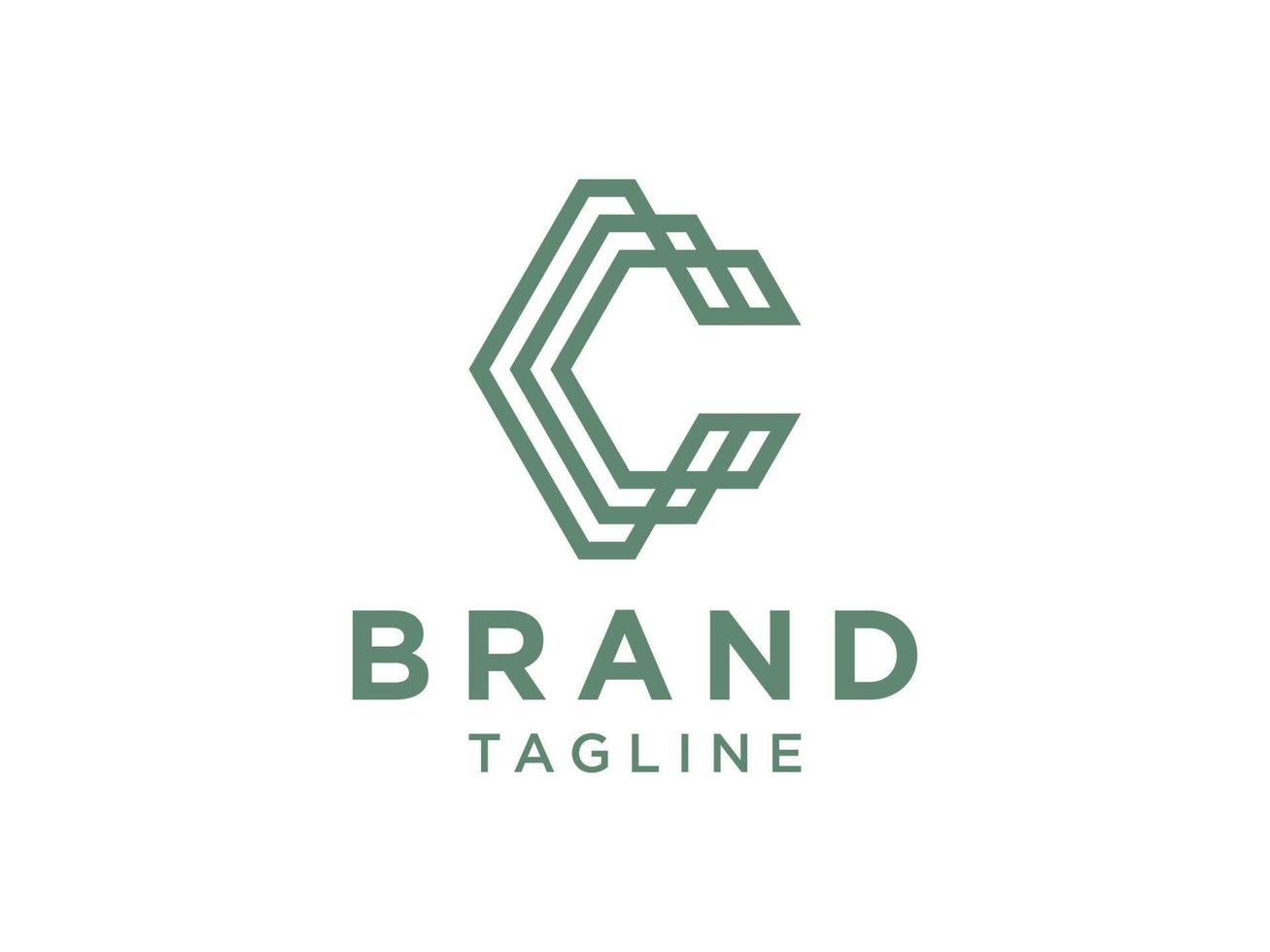 logotipo abstracto de la letra c inicial. estilo lineal geométrico verde aislado sobre fondo blanco. utilizable para logotipos comerciales y de marca. elemento de plantilla de diseño de logotipo de vector plano.