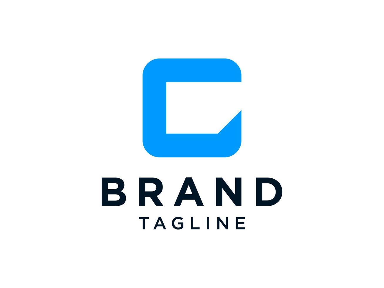 logotipo abstracto de la letra c inicial. forma cuadrada geométrica azul aislada sobre fondo blanco. utilizable para logotipos comerciales y de marca. elemento de plantilla de diseño de logotipo de vector plano.