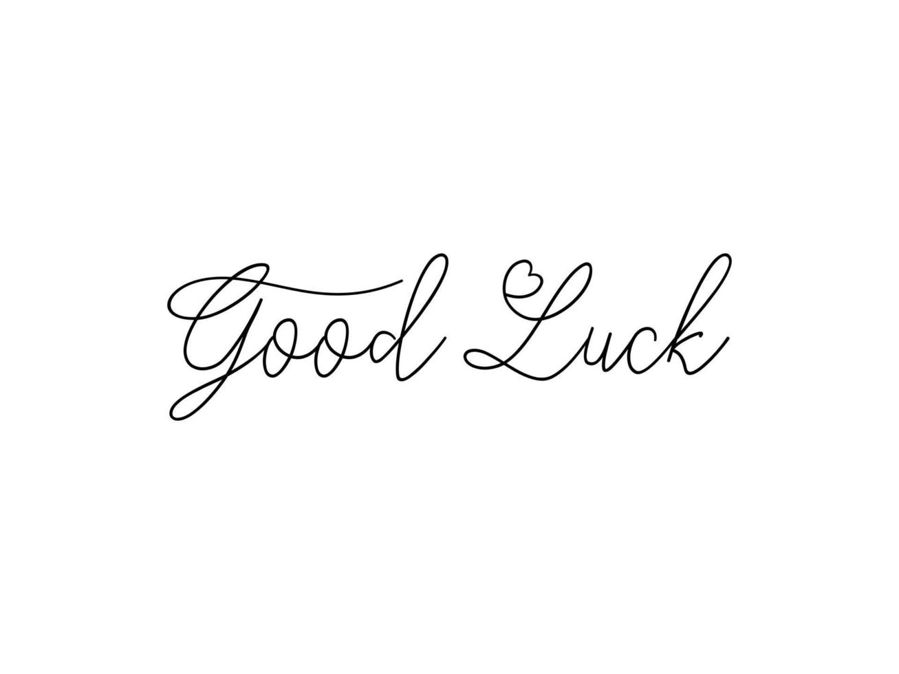 Good Luck Text Handwritten Lettering Calligraphy with Black Script isolated on White Background. Greeting Card Vector Illustration.