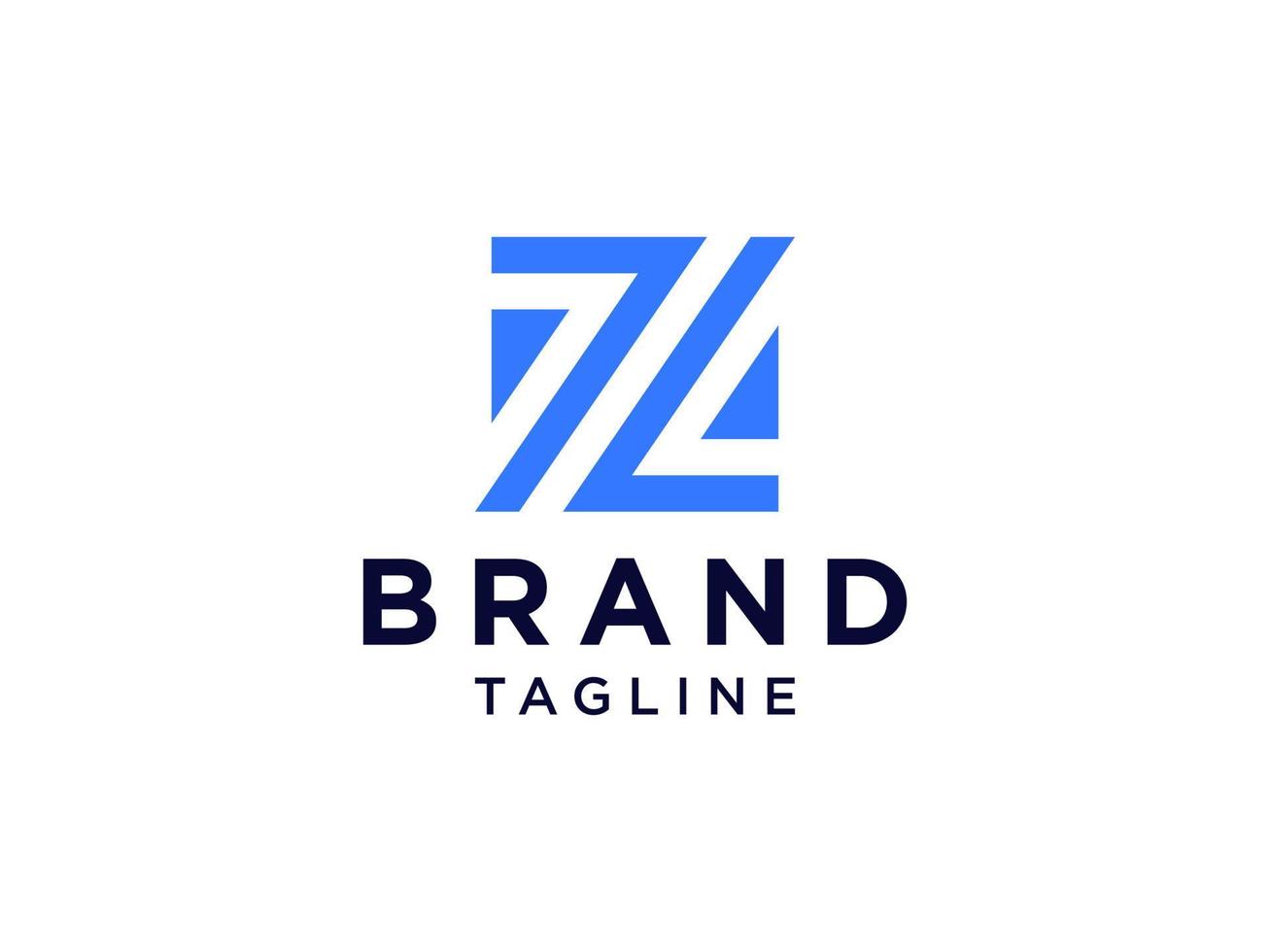 logotipo abstracto de la letra inicial z. estilo de línea geométrica cuadrada de luz azul aislado sobre fondo blanco. utilizable para logotipos comerciales y de marca. elemento de plantilla de diseño de logotipo de vector plano.