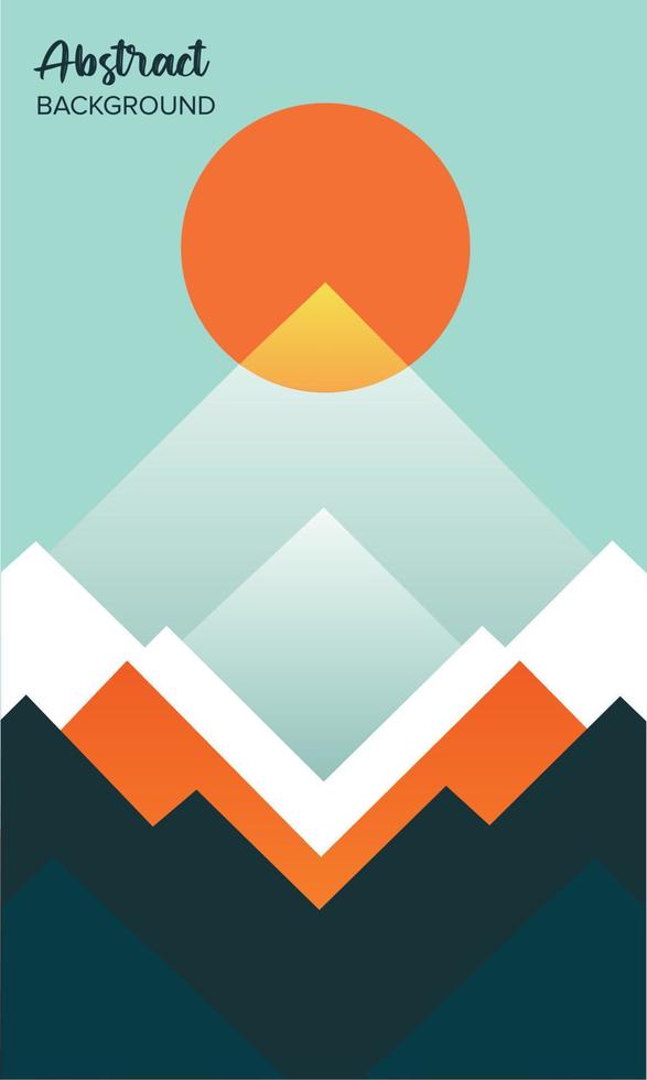 sol abstracto y paisaje de montaña. vector