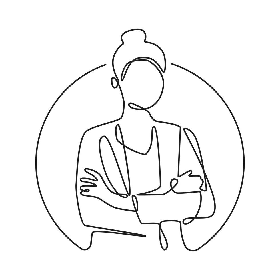 Business Woman Office Work Employee Concept Continuous Line Drawing Illustration vector