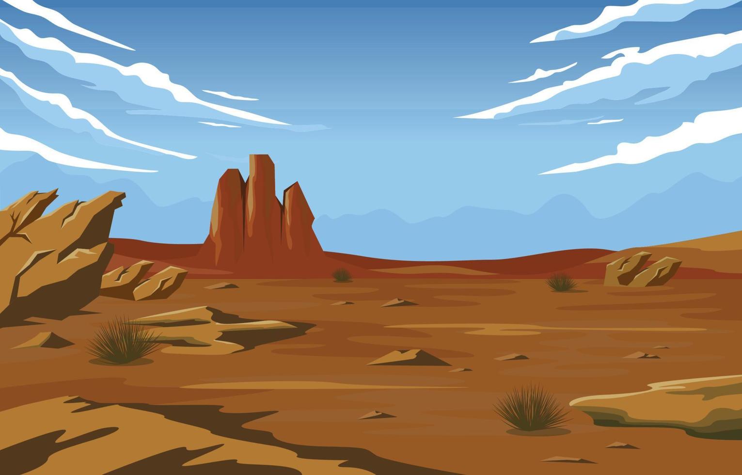 horizonte cielo occidental americano roca acantilado vasto desierto paisaje ilustración vector