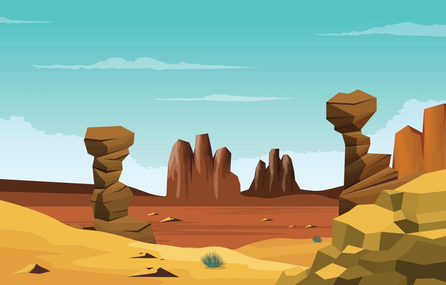 Horizon Sky Western American Rock Cliff Vast Desert Landscape Illustration vector