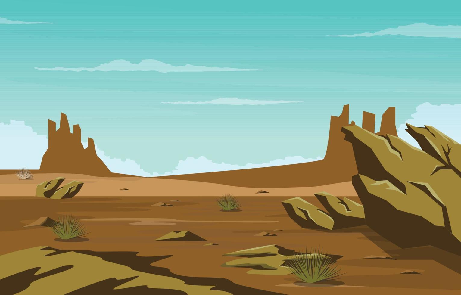 Horizon Sky Western American Rock Cliff Vast Desert Landscape Illustration vector