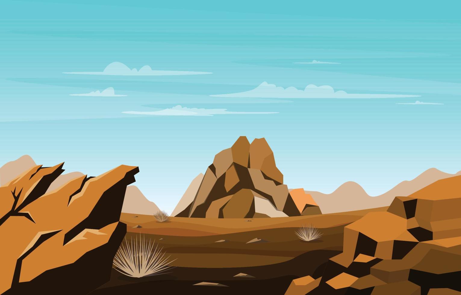 horizonte cielo occidental americano roca acantilado vasto desierto paisaje ilustración vector