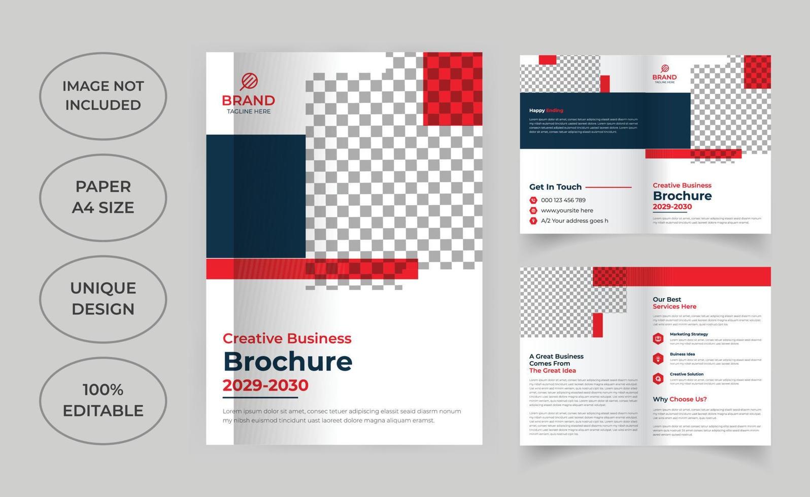 Business bi fold brochure template vector