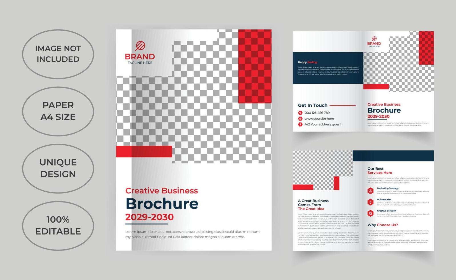 Business bi fold brochure template vector