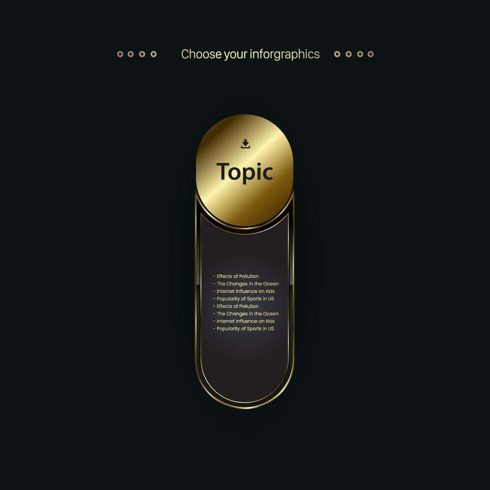 A golden Steps buttons web design on dark background, One premium Chart Infographics design on dark background vector