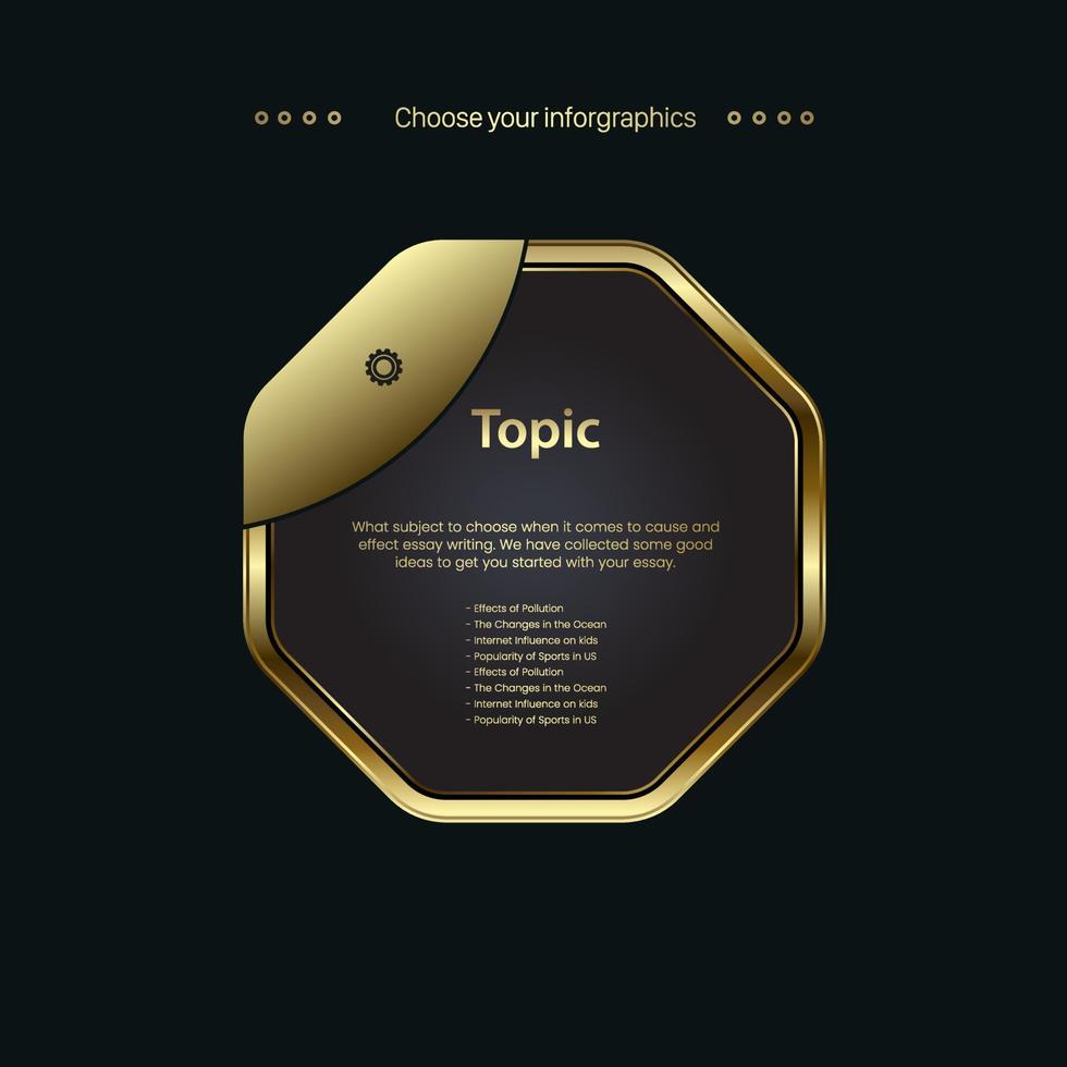 a golden premium Button web shape steel element icon design on dark background in vctor and illustration vector