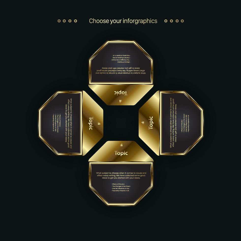 a modern shapes of golden polygon button design on dark background, the premium option and chart for lworkflow template, vector and illustration