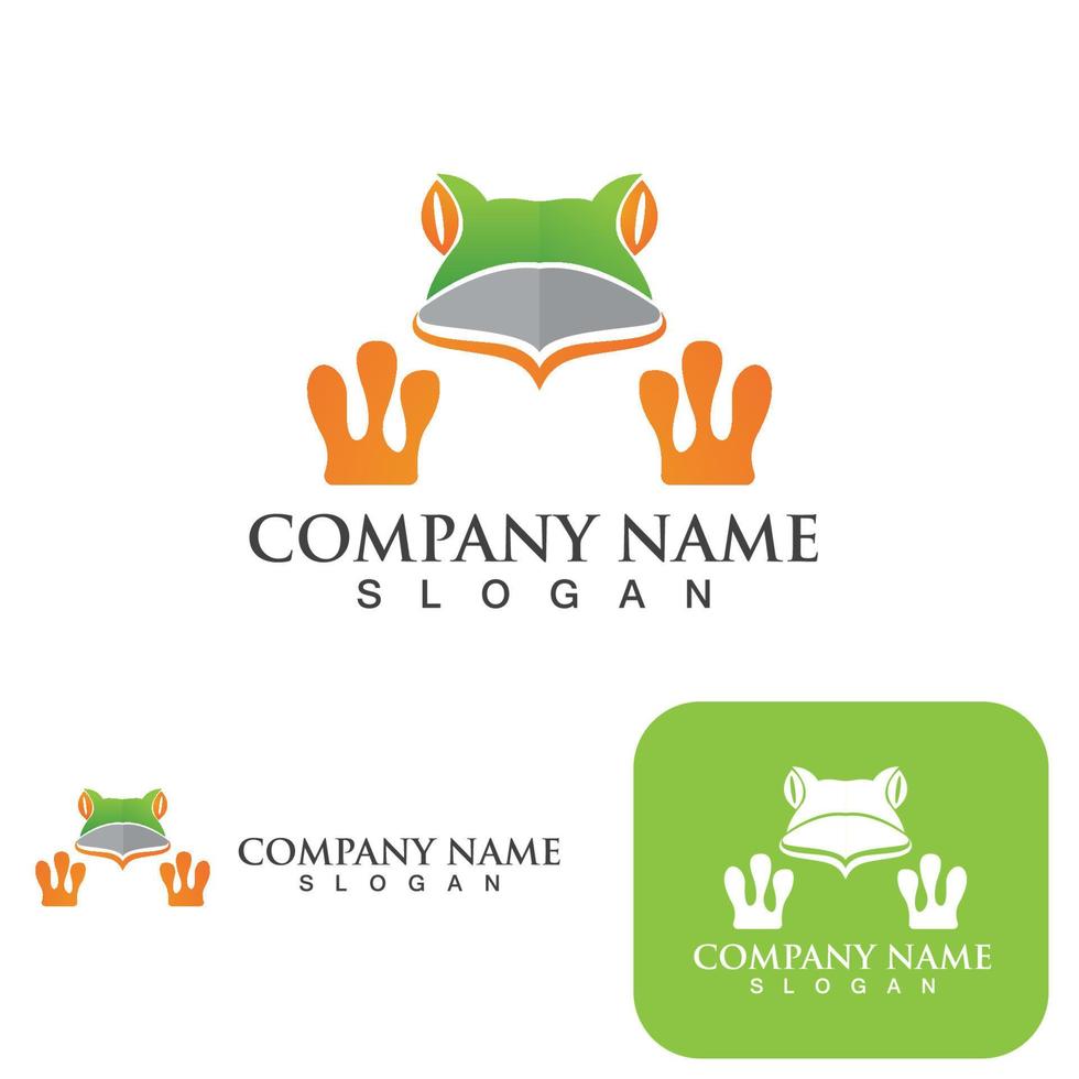 logotipo de rana verde y vector de símbolo
